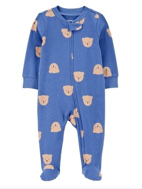 🐻 Carter's Blue Footed One-Piece Baby Bear Faces 0-3 months 🧸